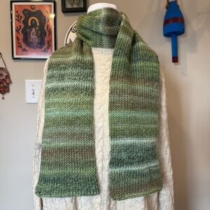 Green Handmade Knit Scarf